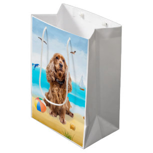 Cocker Spaniel Dog on Beach Medium Gift Bag