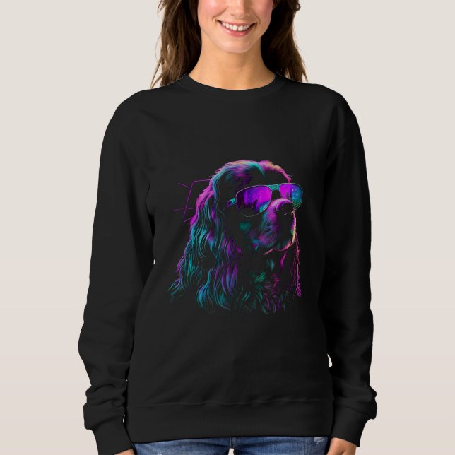 Cocker Spaniel Dog owner Vaporwave Notorious DJ Sweatshirt (Front)