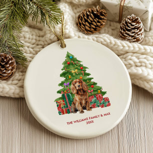 Cocker Spaniel Dog Personalised Christmas Ceramic Ornament