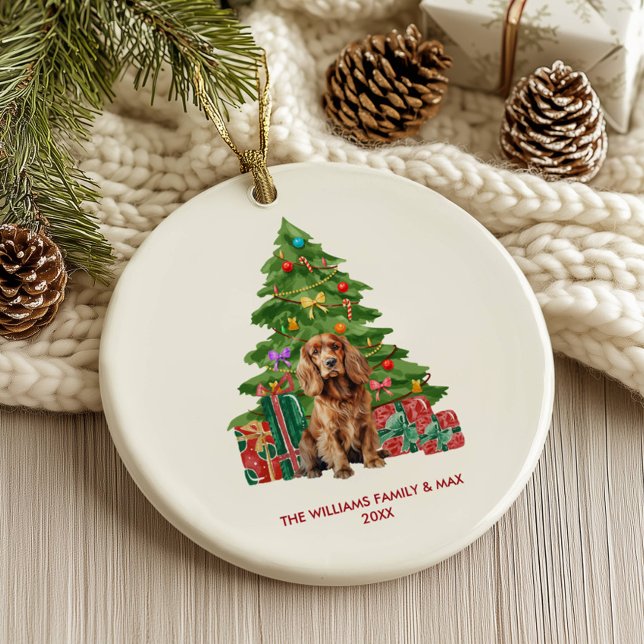 Cocker Spaniel Dog Personalised Christmas Ceramic Ornament (Creator Uploaded)