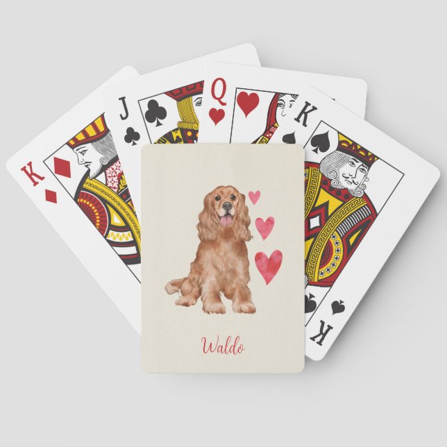 Cocker Spaniel Dog Personalised Pet Name Playing Cards (Back)