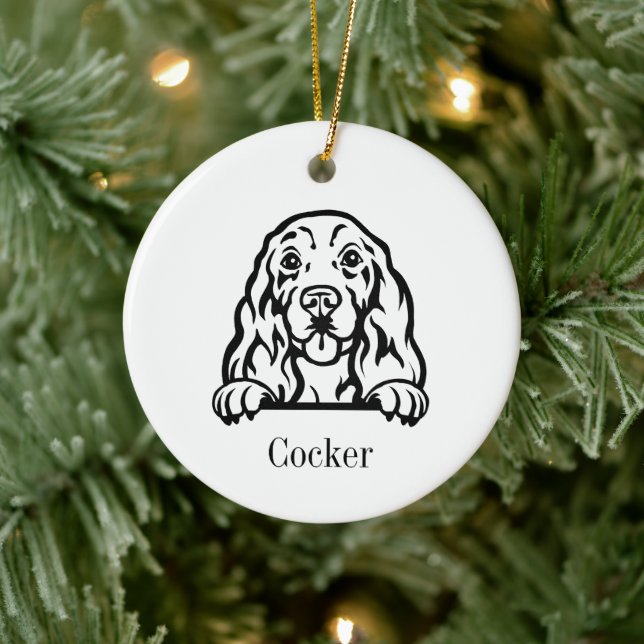 Cocker Spaniel dog  Personalised Pet Ornament, Cus Ceramic Ornament (Tree)