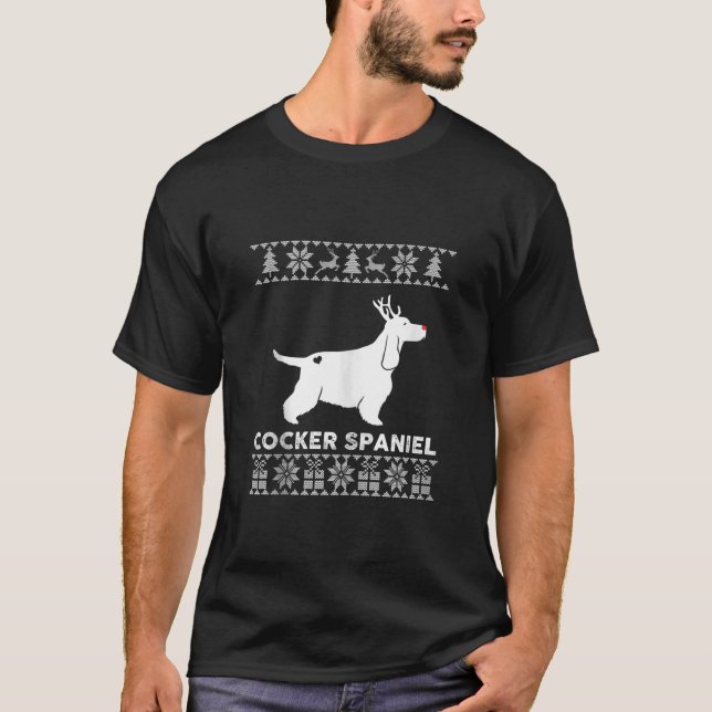 Cocker Spaniel Dog Pet Lover Reindeer Ugly Christm T-Shirt (Front)