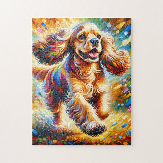 Cocker Spaniel Dog Portrait Acrylic Art Print Jigsaw Puzzle (Vertical)