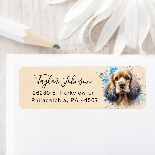Cocker Spaniel Dog Return Address Label (Insitu)