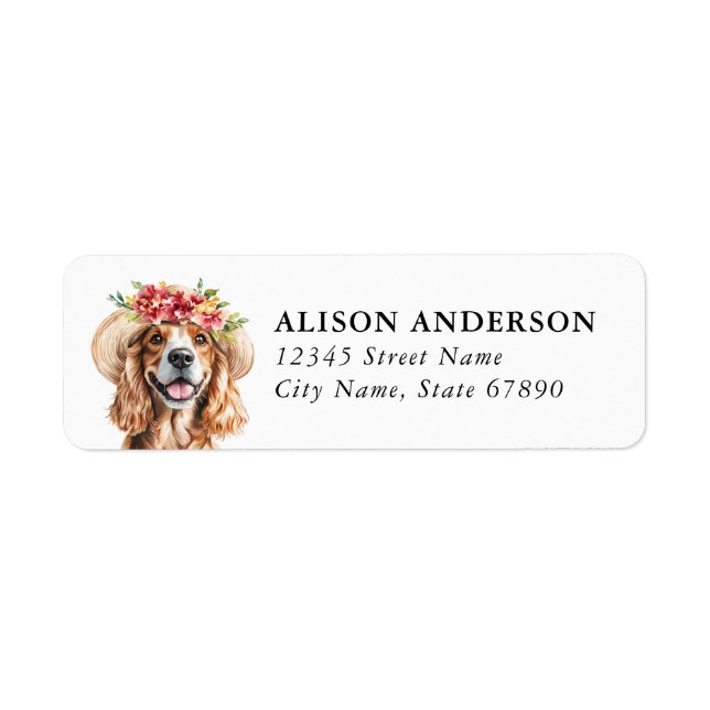 Cocker Spaniel Dog Return Address Labels (Front)