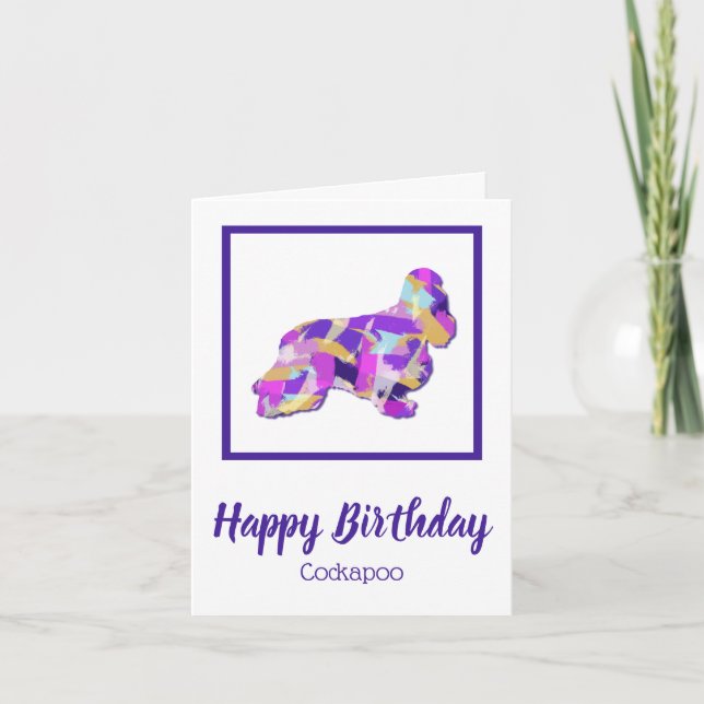 Cocker Spaniel Dog Silhouette Cute PPY&B Birthday Card (Front)