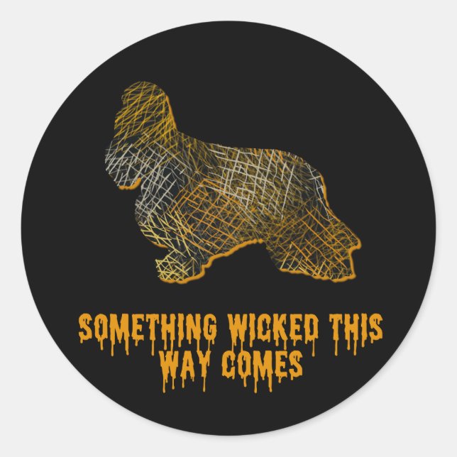 Cocker Spaniel Dog Silhouette Fun Halloween Classic Round Sticker (Front)