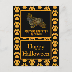 Cocker Spaniel Dog Silhouette Fun Orange Halloween Postcard
