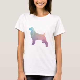 Cocker Spaniel Dog Silhouette Geometric Pattern Ps T-Shirt