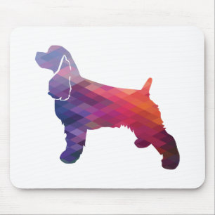 Cocker Spaniel Dog Silhouette Geometric Pattern Pu Mouse Pad
