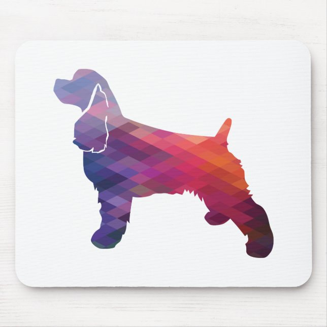 Cocker Spaniel Dog Silhouette Geometric Pattern Pu Mouse Pad (Front)