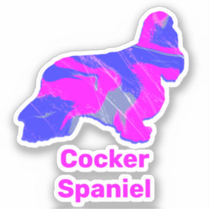Cocker Spaniel Dog Silhouette Hot Pink Sticker