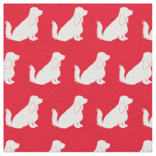 Cocker Spaniel Dog Silhouette Pet Red Fabric