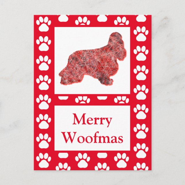 Cocker Spaniel Dog Silhouette Red Merry Christmas Postcard (Front)