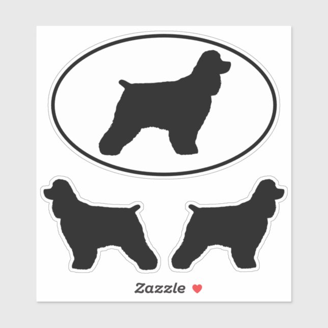 Cocker Spaniel Dog Silhouettes Vinyl Sticker Set (Sheet)