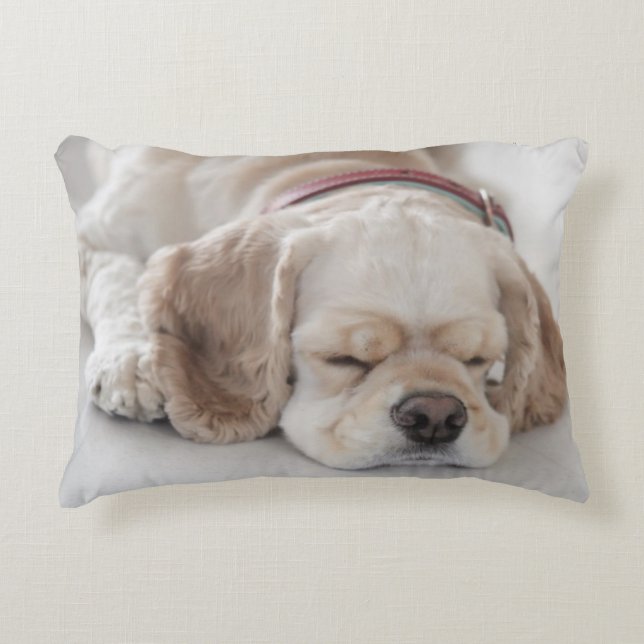 Cocker spaniel dog sleeping decorative cushion (Front)