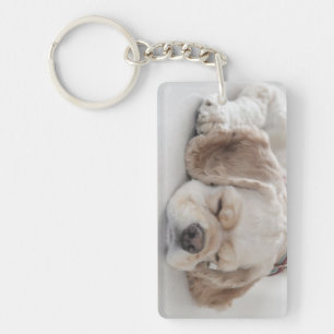 Cocker spaniel dog sleeping key ring