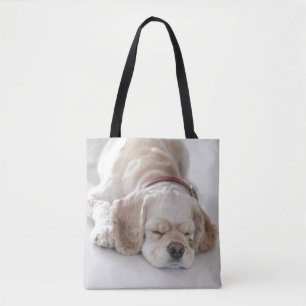 Cocker spaniel dog sleeping tote bag