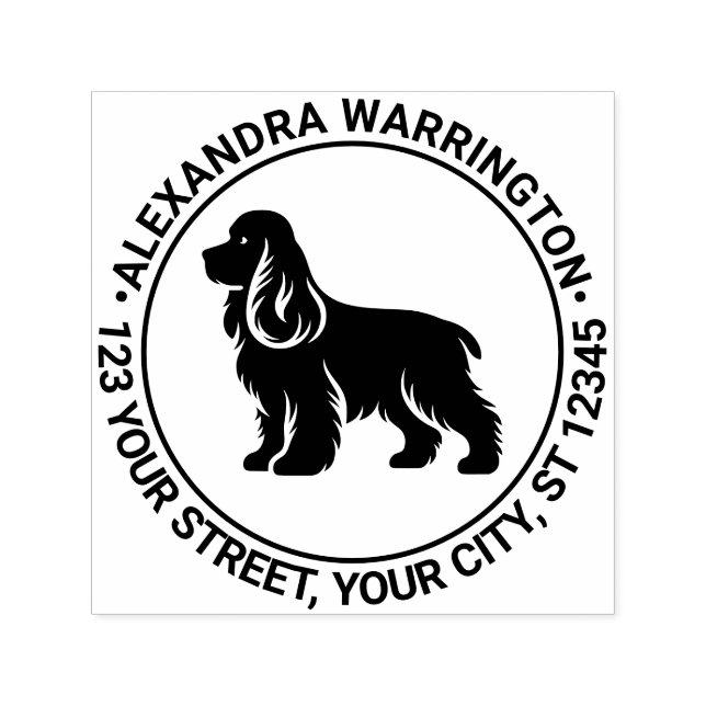 Cocker Spaniel Dog Standing Sil Name Ret Address Self-inking Stamp (Design)