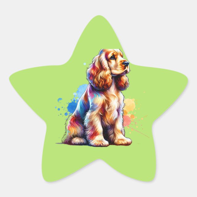 Cocker Spaniel Dog Star Sticker (Front)