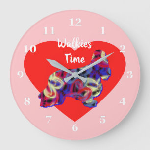 Cocker Spaniel Dog Valentine’s Day Heart Pink Large Clock