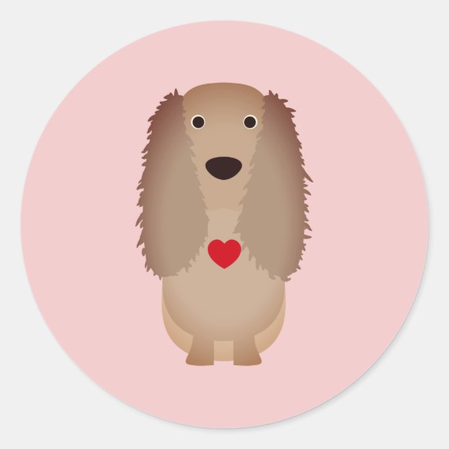 Cocker Spaniel Dog Valentine, Valentine's Day Classic Round Sticker (Front)
