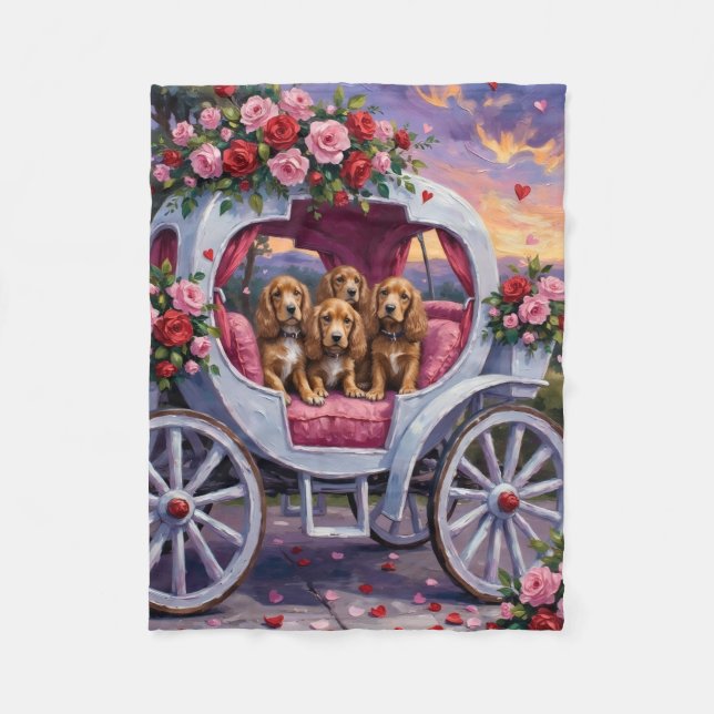 Cocker Spaniel Dog Valentine's Day  Fleece Blanket (Front)