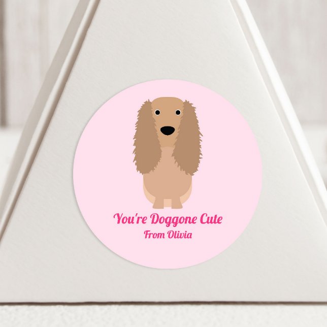 Cocker Spaniel Dog Valentine's Day Party Classic Round Sticker (Creator Uploaded)
