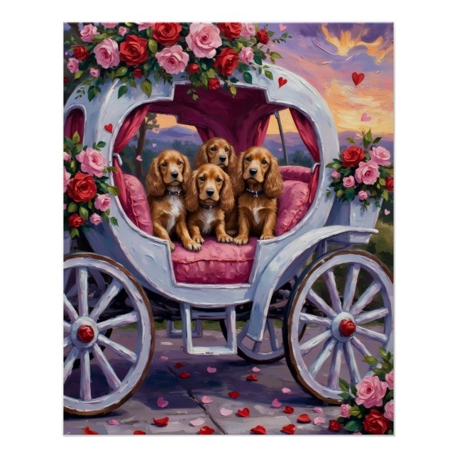 Cocker Spaniel Dog Valentine's Day  Poster (Front)