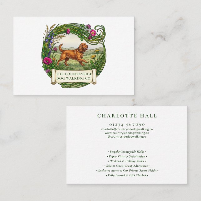 Cocker Spaniel Dog Walker Custom Business Card (Front/Back)