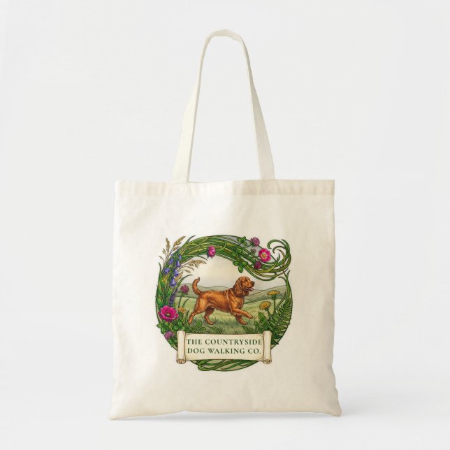 Cocker Spaniel Dog Walker Custom Logo Tote Bag (Front)