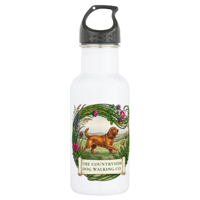 Cocker Spaniel Dog Walker Custom Water Bottle (Front)
