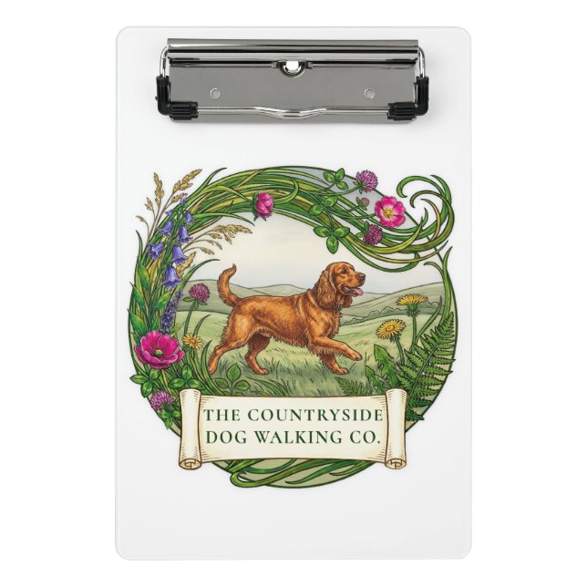 Cocker Spaniel Dog Walking Training Mini Clipboard (Front)