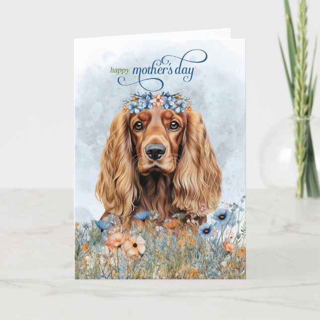 Cocker Spaniel Dog Wildflowers Mother's Day Holiday Card (Front)