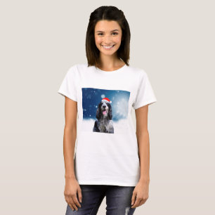 Cocker Spaniel Dog With Christmas Santa Hat T-Shirt