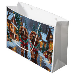 Cocker Spaniel Dogs Christmas Snow Holiday Large Gift Bag