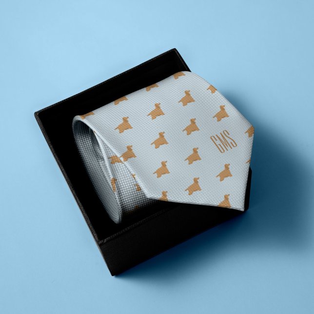Cocker Spaniel Dogs Pattern Monogrammed Tie (Creator Uploaded)