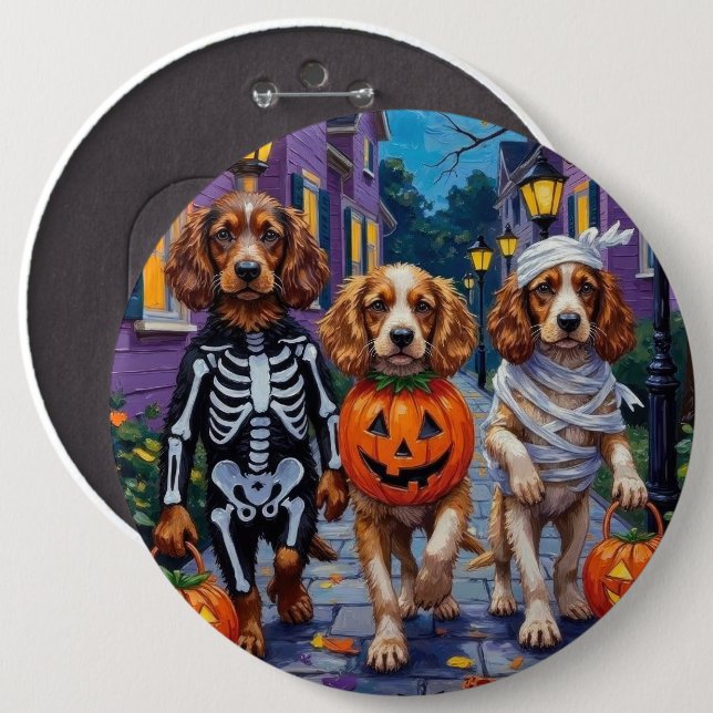Cocker Spaniel Dogs Trick-or-Treating in Halloween 6 Cm Round Badge (Front & Back)