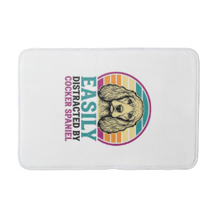 Cocker Spaniel Easily Distracted Vintage Dog Shirt Bath Mat