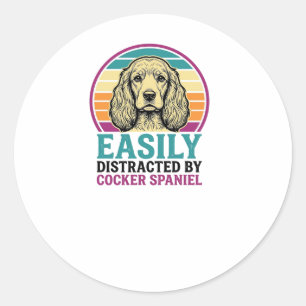 Cocker Spaniel Easily Distracted Vintage Dog Shirt Classic Round Sticker