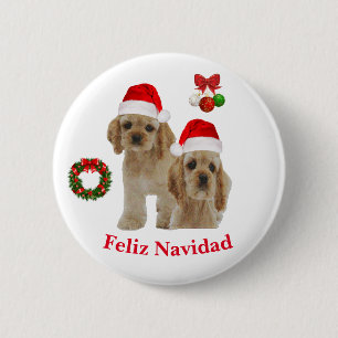 Cocker spaniel Feliz Navidad  6 Cm Round Badge
