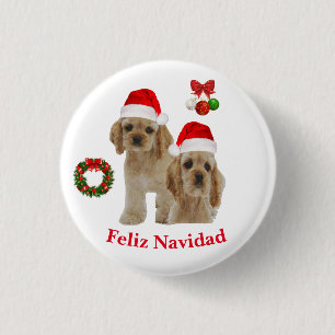Cocker spaniel Feliz Navidad Button