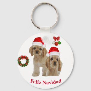Cocker spaniel Feliz Navidad Key Ring