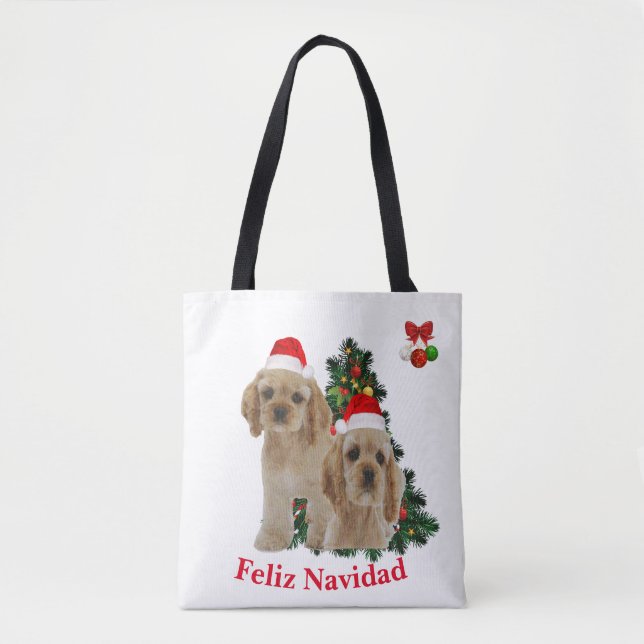 Cocker spaniel Feliz Navidad Tote Bag (Front)