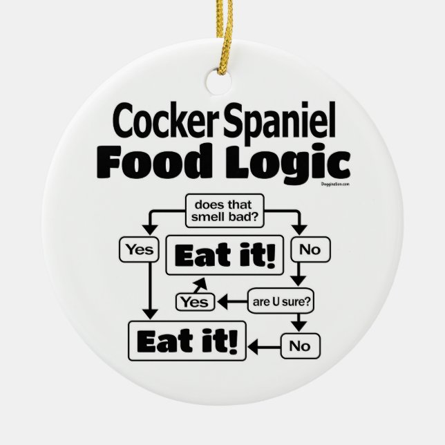 Cocker Spaniel Food Logic Ceramic Ornament (Front)