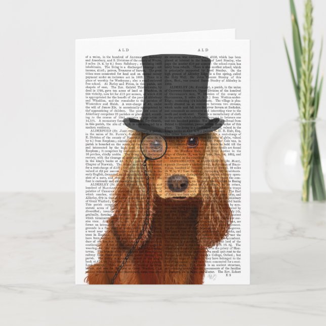 Cocker Spaniel, Formal Hound and Hat Card (Front)