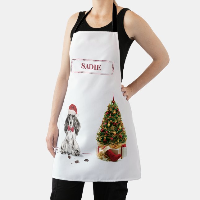 Cocker Spaniel Funny Christmas Dog with Tree Apron (Insitu)