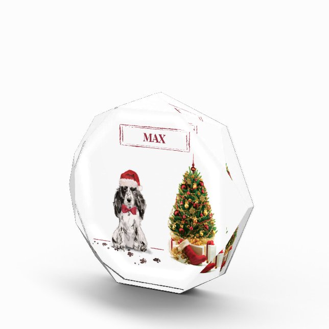 Cocker Spaniel Funny Christmas Dog with Tree Photo Block (Right)