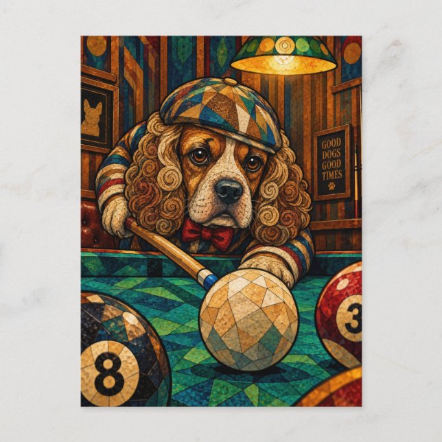 Cocker Spaniel, Geometric Mosaic Postcard (Front)